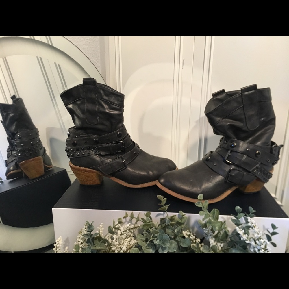 Grey Studded Ankle Boot